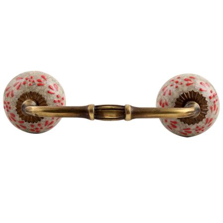 Red Embossed Crackle Ceramic Bridge Handle